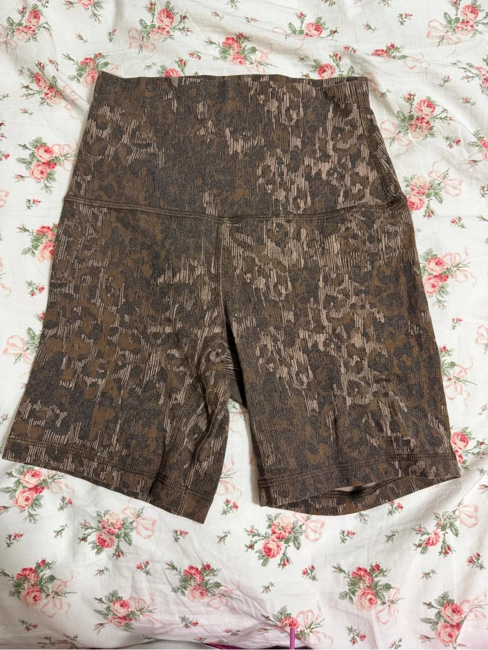 High-Waist align Brown Printed Women’s Bike Shorts